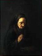 Gerrit Dou Old woman in prayer oil painting reproduction